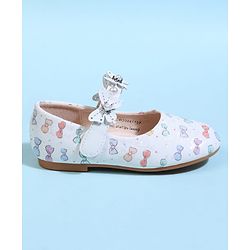 Cute Walk by Babyhug Velcro Closure Ballerina With Bow Print & Butterfly Applique - White
