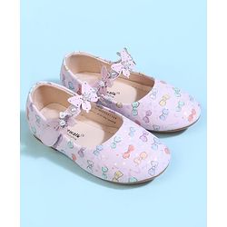 Cute Walk by Babyhug Velcro Closure Ballerina With Bow Print & Butterfly Applique - White