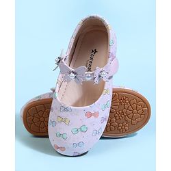 Cute Walk by Babyhug Velcro Closure Ballerina With Bow Print & Butterfly Applique - White
