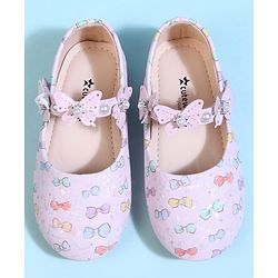 Cute Walk by Babyhug Velcro Closure Ballerina With Bow Print & Butterfly Applique - White