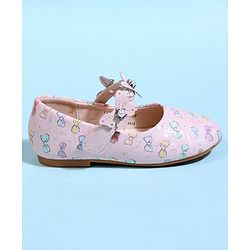 Cute Walk by Babyhug Velcro Closure Ballerina With Bow Print & Butterfly Applique - White