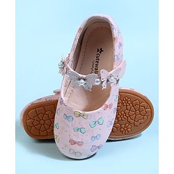 Cute Walk by Babyhug Velcro Closure Ballerina With Bow Print & Butterfly Applique - White
