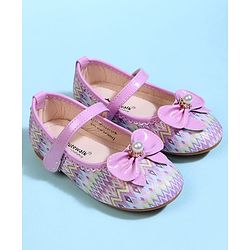 Cute Walk by Babyhug Velcro Closure Printed Ballerina With Bow Applique - Purple