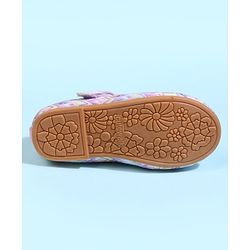 Cute Walk by Babyhug Velcro Closure Printed Ballerina With Bow Applique - Purple