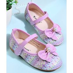 Cute Walk by Babyhug Velcro Closure Printed Ballerina With Bow Applique - Purple