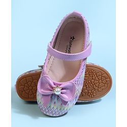 Cute Walk by Babyhug Velcro Closure Printed Ballerina With Bow Applique - Purple