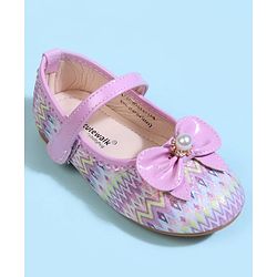 Cute Walk by Babyhug Velcro Closure Printed Ballerina With Bow Applique - Purple