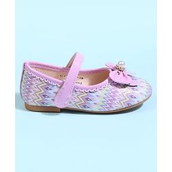 Cute Walk by Babyhug Velcro Closure Printed Ballerina With Bow Applique - Purple