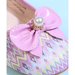 Cute Walk by Babyhug Velcro Closure Printed Ballerina With Bow Applique - Purple
