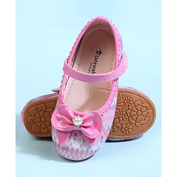 Cute Walk by Babyhug Velcro Closure Printed Ballerina With Bow Applique - Purple