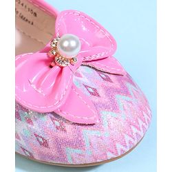 Cute Walk by Babyhug Velcro Closure Printed Ballerina With Bow Applique - Purple