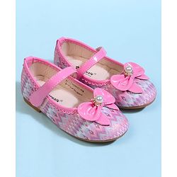 Cute Walk by Babyhug Velcro Closure Printed Ballerina With Bow Applique - Purple
