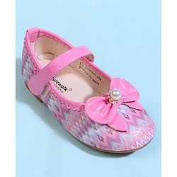 Cute Walk by Babyhug Velcro Closure Printed Ballerina With Bow Applique - Purple