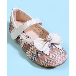 Cute Walk by Babyhug Velcro Closure Printed Ballerina With Bow Applique - Purple