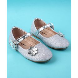 Cute Walk by Babyhug Ballerina with Floral Applique - Silver