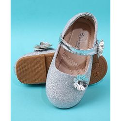 Cute Walk by Babyhug Ballerina with Floral Applique - Silver