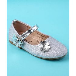 Cute Walk by Babyhug Ballerina with Floral Applique - Silver