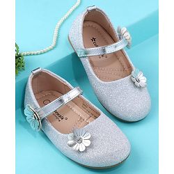 Cute Walk by Babyhug Ballerina with Floral Applique - Silver