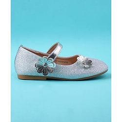 Cute Walk by Babyhug Ballerina with Floral Applique - Silver