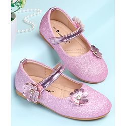 Cute Walk by Babyhug Ballerina with Floral Applique - Silver