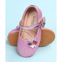Cute Walk by Babyhug Ballerina with Floral Applique - Silver