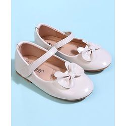 Cute Walk by Babyhug Velcro Closure Ballerina With Bow Applique - Beige