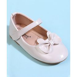 Cute Walk by Babyhug Velcro Closure Ballerina With Bow Applique - Beige
