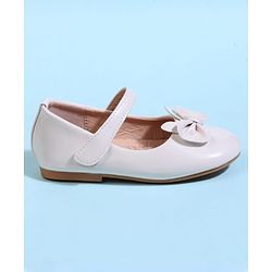 Cute Walk by Babyhug Velcro Closure Ballerina With Bow Applique - Beige