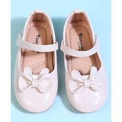 Cute Walk by Babyhug Velcro Closure Ballerina With Bow Applique - Beige