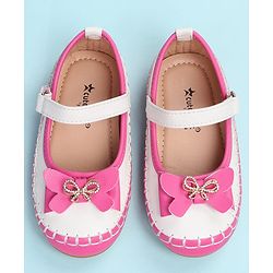 Cute Walk by Babyhug Velcro Closure Ballerina with Bow Applique - Black