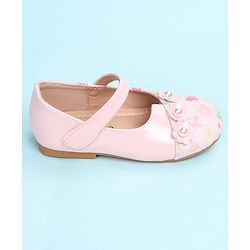 Cute Walk by Babyhug Velcro Closure Ballerina with Floral Applique - Pink