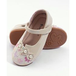 Cute Walk by Babyhug Velcro Closure Ballerina with Floral Applique - Pink