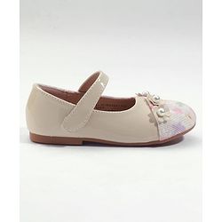 Cute Walk by Babyhug Velcro Closure Ballerina with Floral Applique - Pink