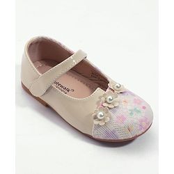 Cute Walk by Babyhug Velcro Closure Ballerina with Floral Applique - Pink