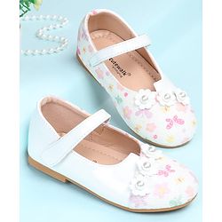 Cute Walk by Babyhug Velcro Closure Ballerina with Floral Applique - Pink