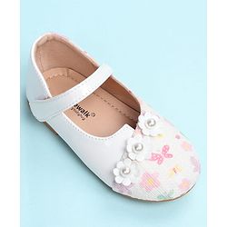 Cute Walk by Babyhug Velcro Closure Ballerina with Floral Applique - Pink