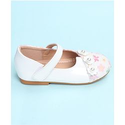 Cute Walk by Babyhug Velcro Closure Ballerina with Floral Applique - Pink
