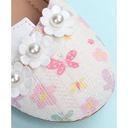 Cute Walk by Babyhug Velcro Closure Ballerina with Floral Applique - Pink