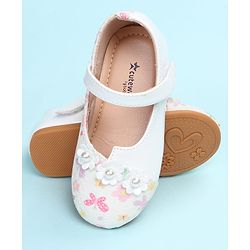 Cute Walk by Babyhug Velcro Closure Ballerina with Floral Applique - Pink