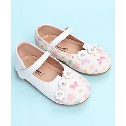 Cute Walk by Babyhug Velcro Closure Ballerina with Floral Applique - Pink