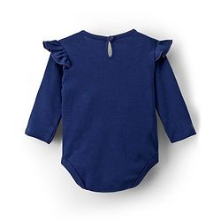 Babyhug 100% Cotton Knit Full Sleeves Onesie With Text Print - Navy Blue