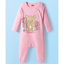 Babyhug 100% Cotton Interlock Knit Full Sleeves Rompers Pack Of 2 - Pink & White