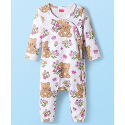 Babyhug 100% Cotton Interlock Knit Full Sleeves Rompers Pack Of 2 - Pink & White