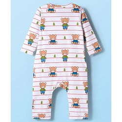 Babyhug 100% Cotton Knit Full Sleeves Rompers With Teddy Bear Print Pack of 2 - Navy Blue & White