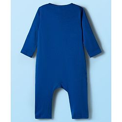 Babyhug 100% Cotton Knit Full Sleeves Rompers With Teddy Bear Print Pack of 2 - Navy Blue & White