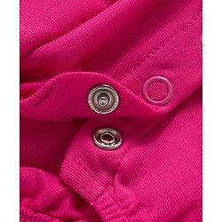 Babyhug Interlock Knit 100% Cotton Frock Style Onesies with Hairband & Teddy Patch- Dark Pink