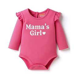 Babyhug 100% Cotton Knit Full Sleeves Onesie With Mama's Girl Print - Pink