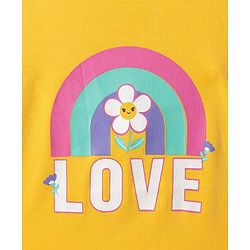 Babyhug 100% Cotton Knit Full Sleeves Onesie With Rainbow & Floral Print - Yellow