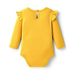 Babyhug 100% Cotton Knit Full Sleeves Onesie With Rainbow & Floral Print - Yellow