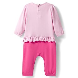 Babyhug 100% Cotton Knit Full Sleeves Romper With Bunny & Floral Print - Pink